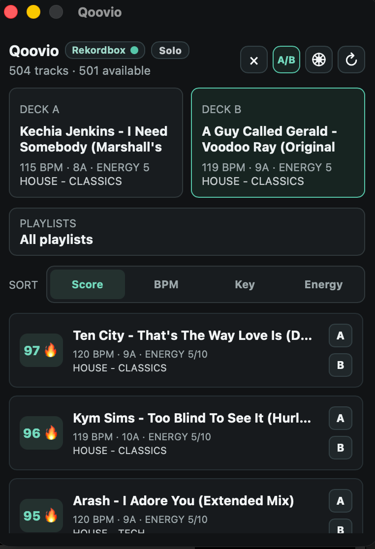 Qoovio detecting Rekordbox